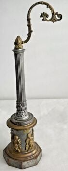 Rare antique novelty reeded column lamp post cherubs pocket watch stand