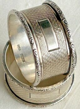 Antique Pair Sterling Silver napkin rings hallmarked hallmarks Birmingham 1954