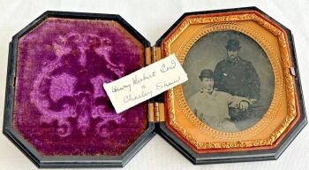 Antique Victorian Daguerreotype Preacher Union case photograph bowler hats men