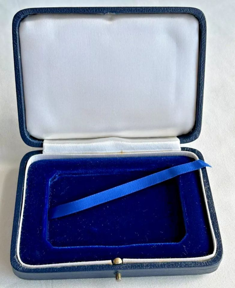 Antique blue velvet jewellery display box bracelet bangle Edwin M Seddon Ye