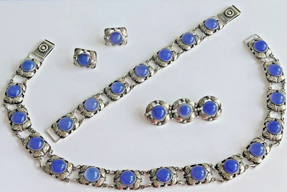 Vintage sterling silver Denmark Bjorklund Bros necklace bracelet earrings b