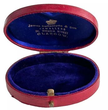 Antique jewellery display box Ballantyne & Son Glasgow velvet leather