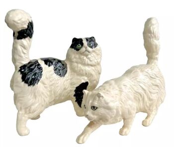 Vintage Royal Doulton Cats black and white ceramic figure figures pair