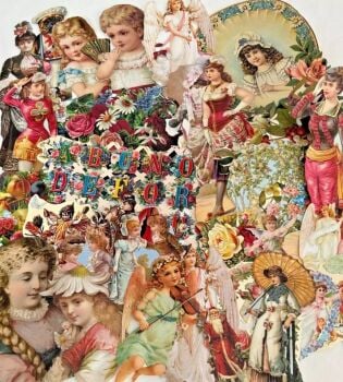 Decoupage Victorian style Paper scraps x 40 ladys angels flowers children fans