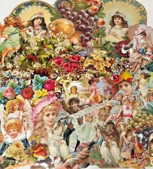 Decoupage Victorian style Paper scraps x 40 ladys angels flowers fans children