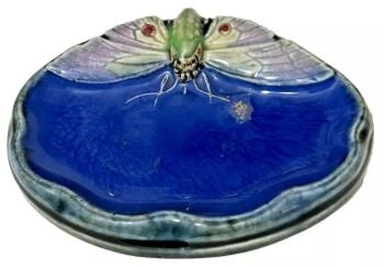 Antique Royal Doulton Maud Bowden Dragonfly Moth soap dish Art Nouveau