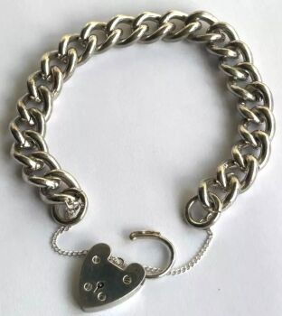 Large vintage chunky sterling silver bracelet padlock clasp 56.3g