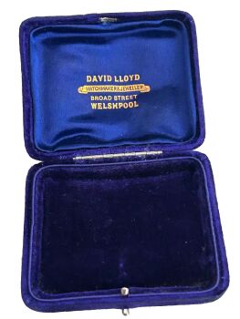 Antique blue velvet jewellery display box brooch pendant earrings necklace