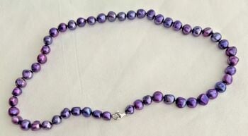 KYOTO PEARL Lavender purple freshwater pearls 925 sterling silver clasp necklace