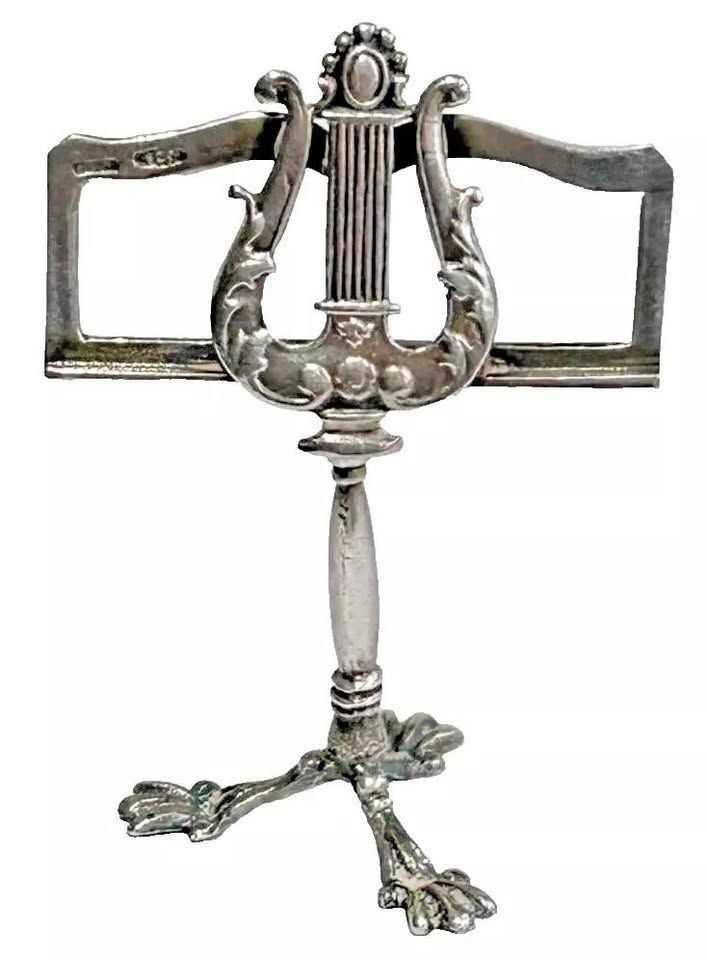 Vintage miniature music stand sterling silver hallmarked London Import