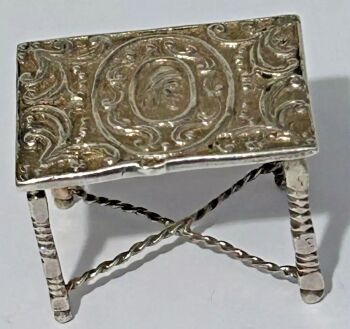 Antique miniature side table sterling silver hallmarked London Dutch Import ?