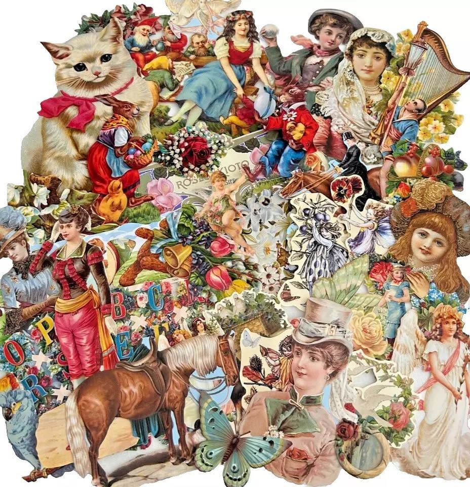 Decoupage Victorian style Paper scraps x 40 ladys angels flowers cats horses