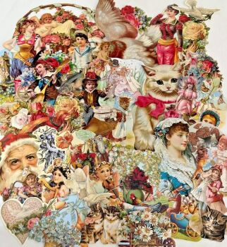 Decoupage Victorian style Paper scraps x 40 ladys angels flowers cats fairies