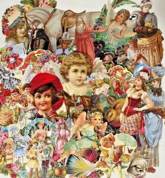 Decoupage Victorian style Paper scraps x 40 ladys angels flowers horses santa