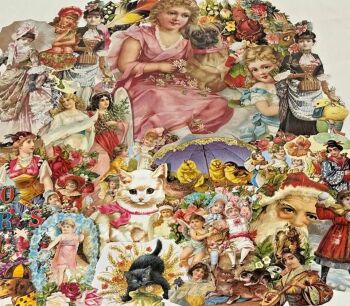 Decoupage Victorian style Paper scraps x 40 ladys angels flowers cats santa