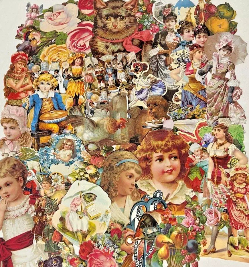 Decoupage Victorian style Paper scraps x 40 ladys angels flowers cats santa