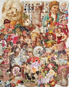 Decoupage Victorian style Paper scraps x 40 ladys angels flowers dogs cats