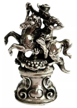 A Antique sterling silver Large seal St George & Dragon import marks london 1910