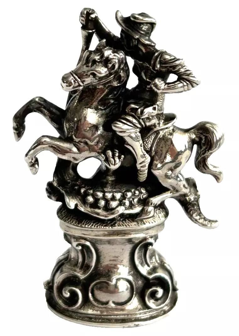 A Antique sterling silver Large seal St George & Dragon import marks london