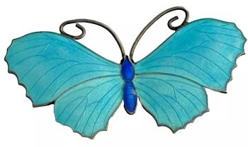 A Antique enamelled Sterling silver brooch pin butterfly J A & S