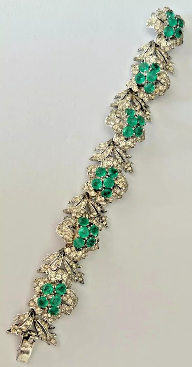 Vintage Sterling silver bracelet Louis Stern American Retro C1950s paste
