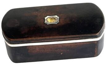 Antique 19th Century table Snuff Box sterling silver Citrine