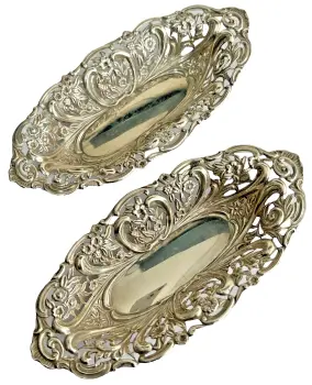 Antique Edwardian sterling silver dishes 1924 London hallmark Henry Matthews