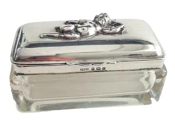 Antique Edwardian Sterling silver hallmarked cherub trinket box 1902