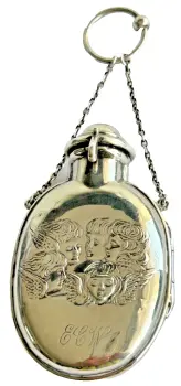 Antique Victorian sterling silver perfume scent bottle holder hallmark cherubs