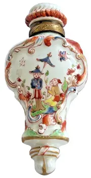 Antique Victorian perfume scent bottle Chinese Famille Rose decoration ceramic