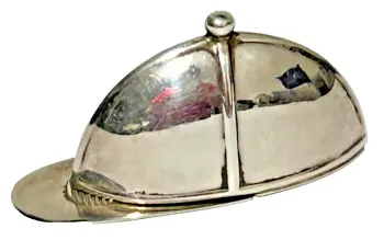 A Vintage Sterling Silver novelty jockey cap vesta match safe