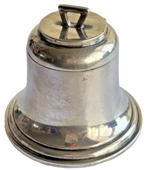 Antique small Edwardian sterling silver novelty bell inkwell hallmarked 1908