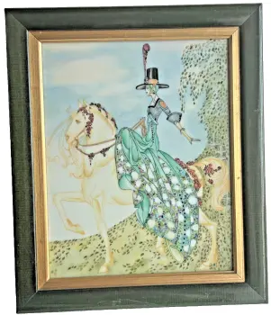 Antique Art Deco reverse glass painting after Kay Nielsen fairy tale