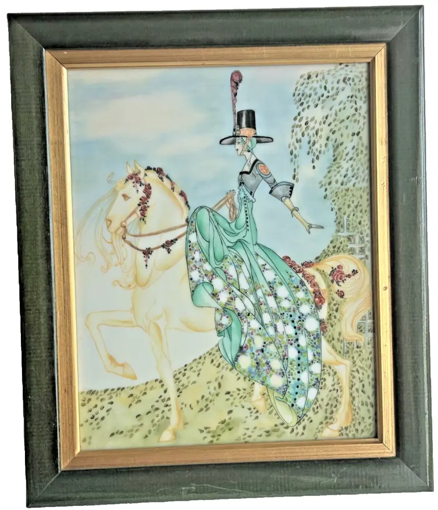 Antique Art Deco reverse glass painting after Kay Nielsen fairy tale