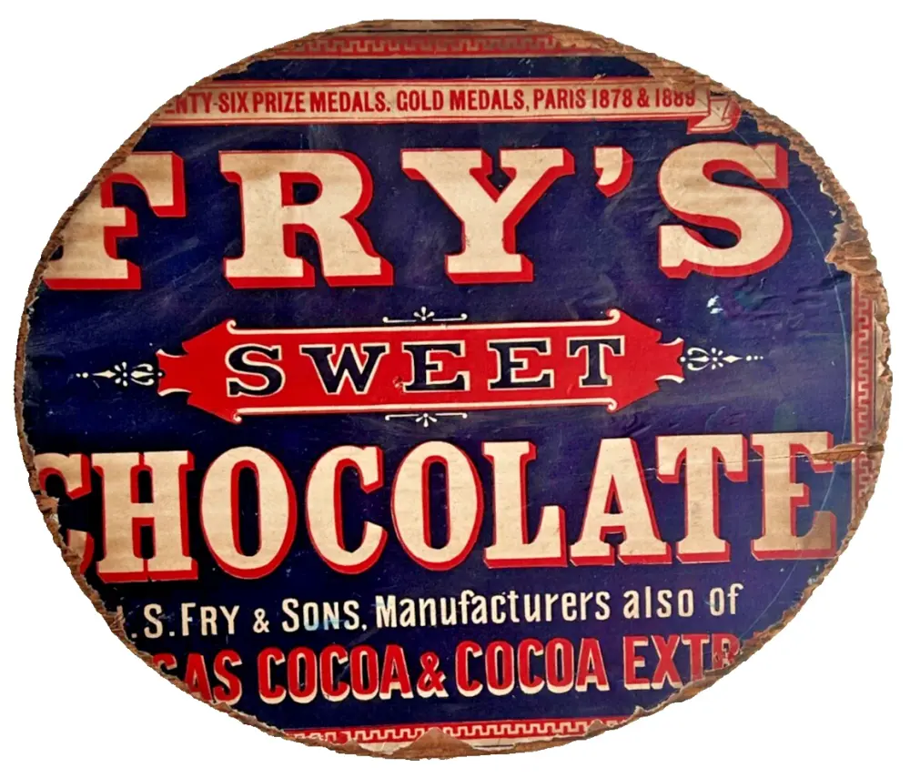 Antique fry's chocolate advertising sign box top