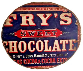 Antique fry's chocolate advertising sign box top