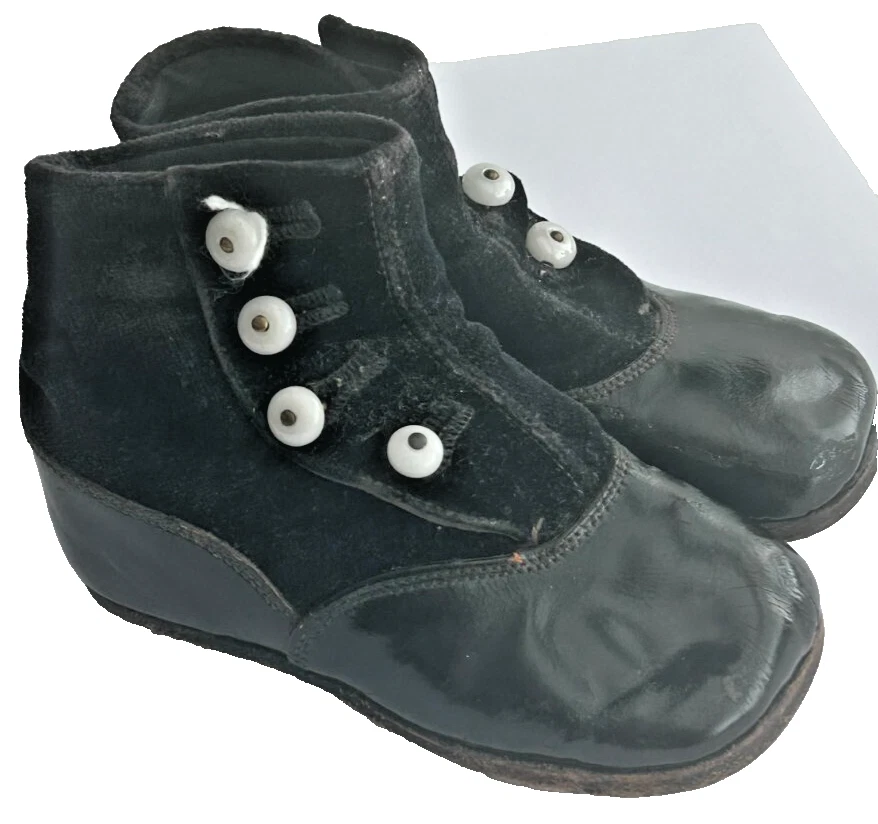 Antique Victorian Baby Child’s Leather Button Up Boot Shoes boots