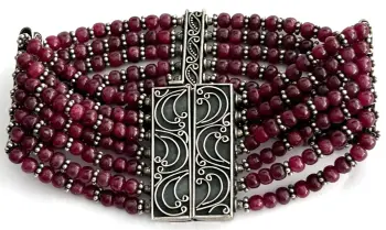 A Vintage Sterling silver ruby bead beaded beads bracelet