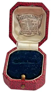 Antique red jewellery display box ring Bravingtons push button kings Cross