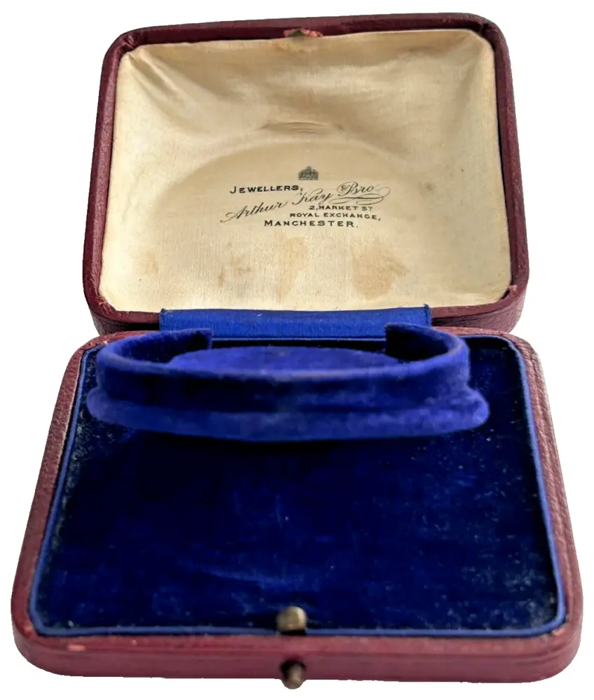 Antique blue velvet jewellery display box bangle bracelet Manchester Kay Br