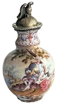 Antique 19th Century Austrian silver gilt enamel perfume scent bottle