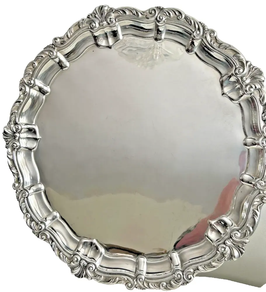 Antique Silver Plated Victorian large tray Cooper Bros scalloped edge