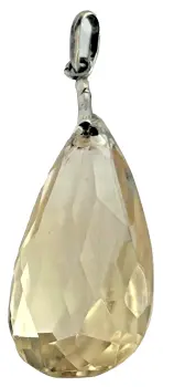 A Antique sterling silver yellow citrine pendant for necklace pear shaped