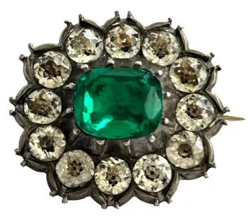 A Antique sterling silver paste brooch pin Victorian Georgian 9ct gold back