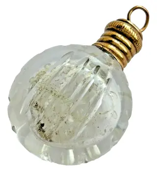 Antique tiny miniature Georgian Victorian scent perfume bottle gilt chatelaine