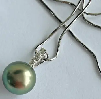 14ct hallmarked white gold pendant large grey cultured pearl