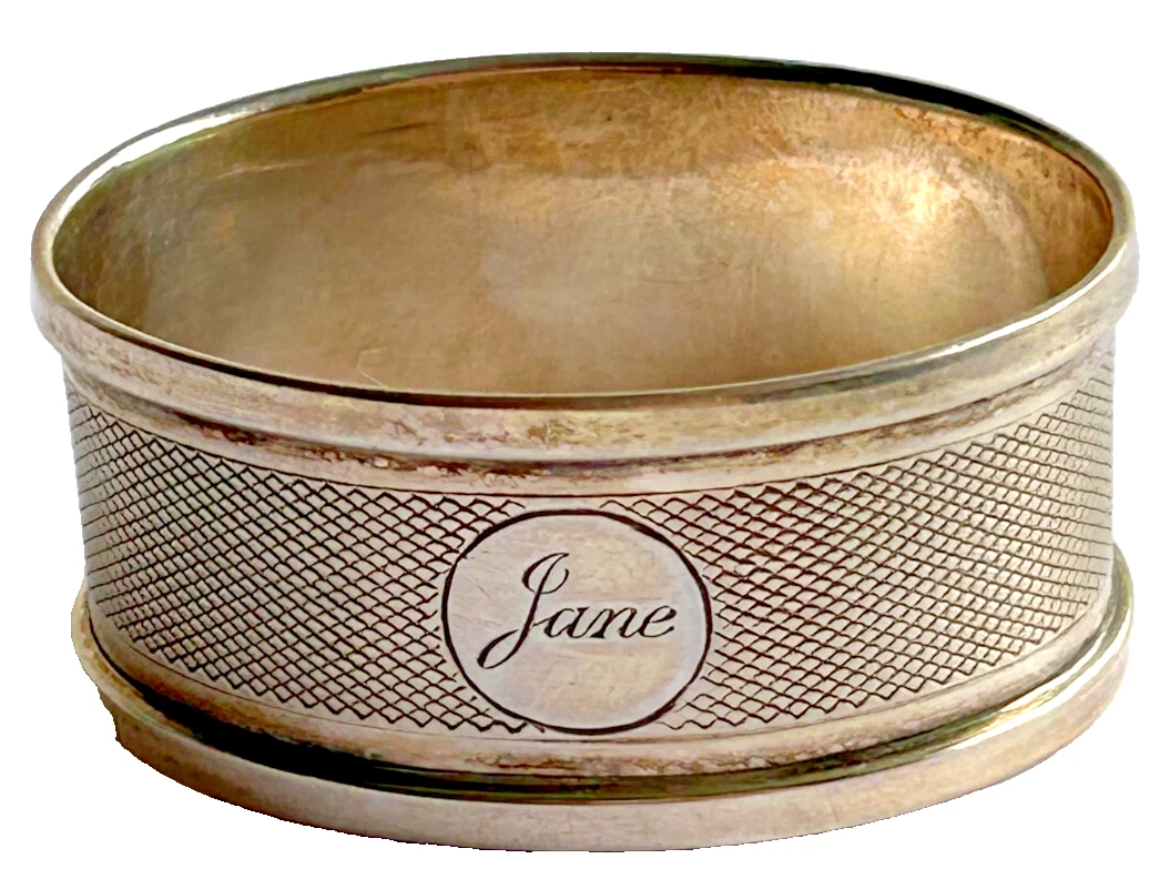 Vintage sterling silver hallmarked napkin rings Jane Birmingham 1936 12.6 g