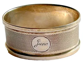 Vintage sterling silver hallmarked napkin ring Jane Birmingham 1936 12.6 g
