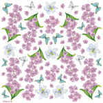 DFT031 Pink Flowers Butterflys Decoupage Tissue Paper