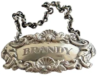 Vintage Hallmarked Sterling Silver Brandy Wine Decanter Bottle Label